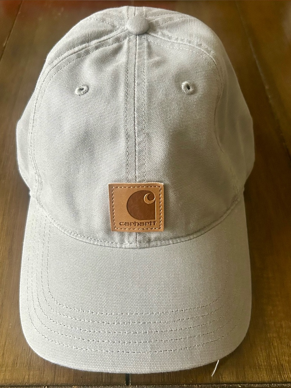 Carhartt Light Gray Canvas Baseball Cap with Leather Patch